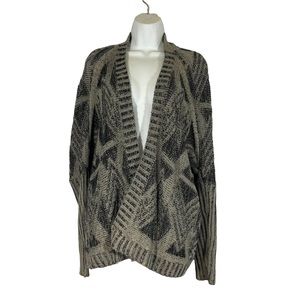 Sparkle & Fade Open Front Long Dolman Sleeve Aztec Print  Knitted Cardigan